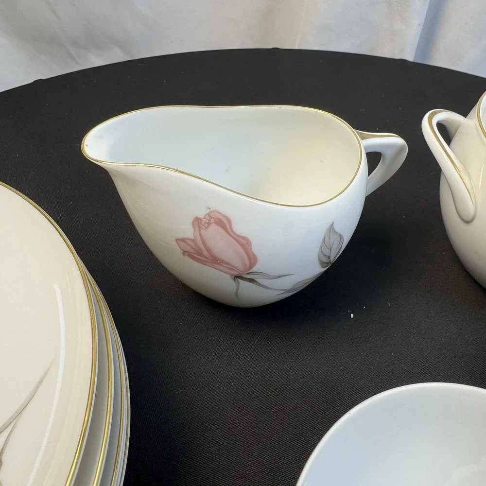 Sango Nancy 21 Piece Fine‎ China Japan Pink Rose Gold Trim Vintage Tea Set
